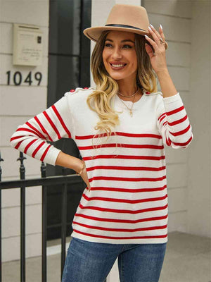Autumn Fresh Striped Pullover Sweater - MXSTUDIO.COM