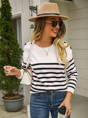 Autumn Fresh Striped Pullover Sweater - MXSTUDIO.COM