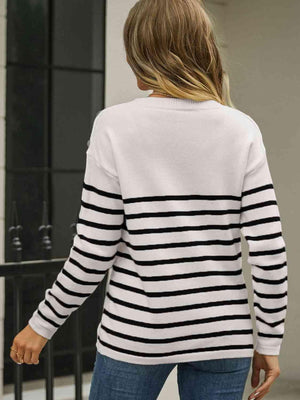 Autumn Fresh Striped Pullover Sweater - MXSTUDIO.COM