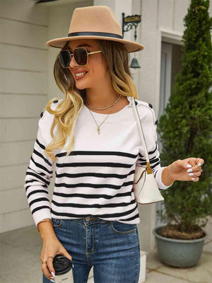 Autumn Fresh Striped Pullover Sweater - MXSTUDIO.COM