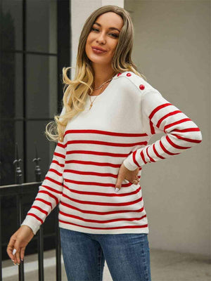 Autumn Fresh Striped Pullover Sweater - MXSTUDIO.COM