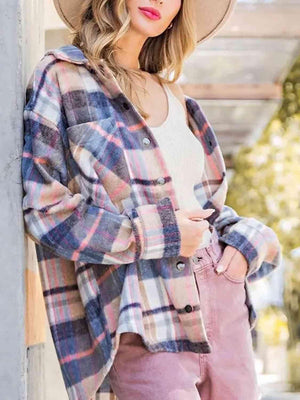 Autumn Fun Snap Button Plaid Jacket-MXSTUDIO.COM