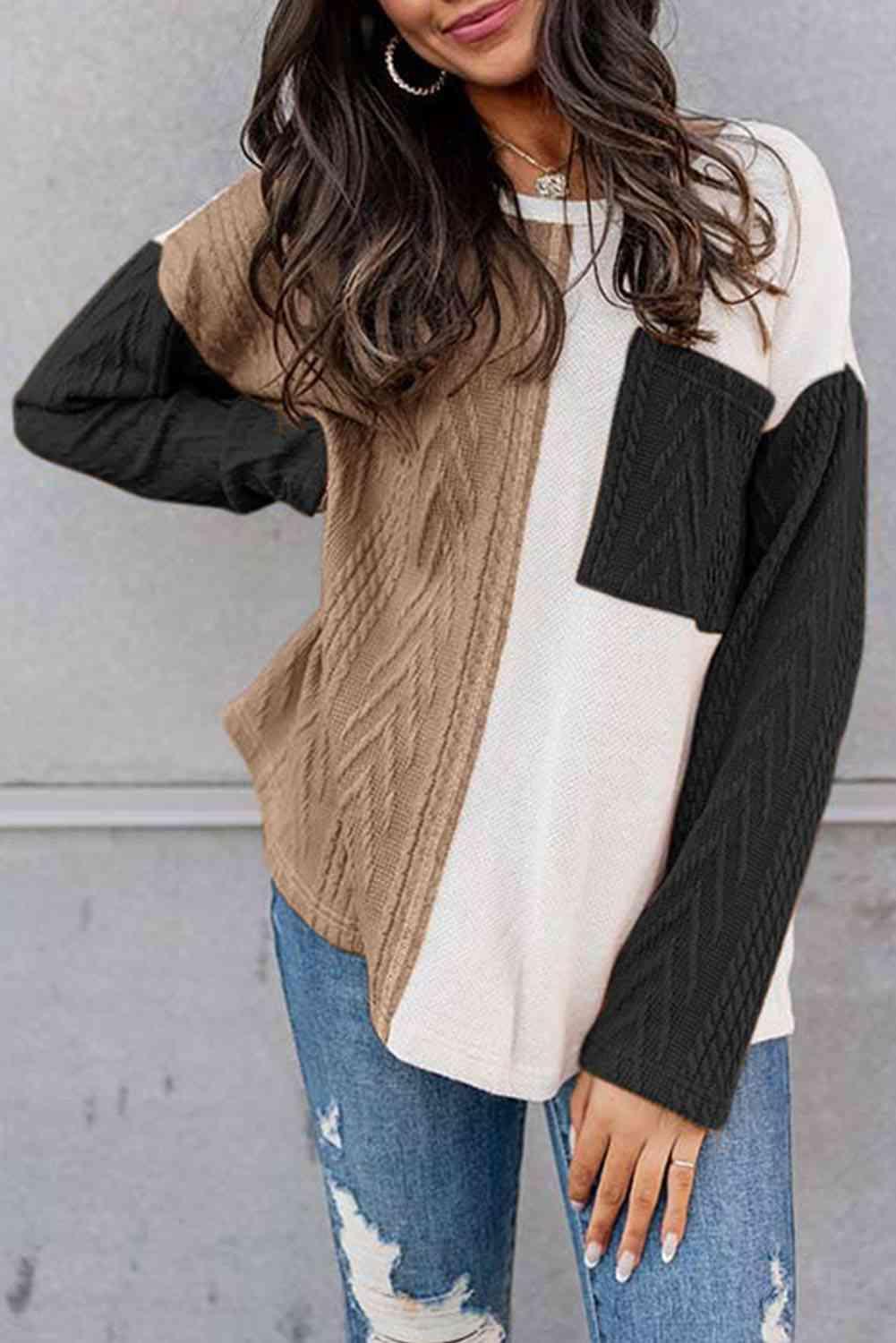 Autumn Must-Have Color Block Cable-Knit Sweater - MXSTUDIO.COM