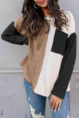 Autumn Must-Have Color Block Cable-Knit Sweater - MXSTUDIO.COM