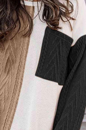 Autumn Must-Have Color Block Cable-Knit Sweater - MXSTUDIO.COM
