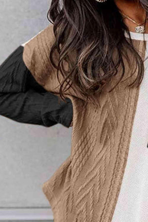 Autumn Must-Have Color Block Cable-Knit Sweater - MXSTUDIO.COM