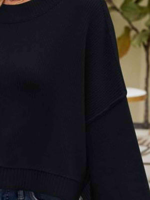 Autumn Ready Expose Seams Dropped Shoulder Sweater - MXSTUDIO.COM