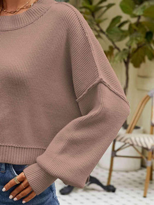 Autumn Ready Expose Seams Dropped Shoulder Sweater - MXSTUDIO.COM