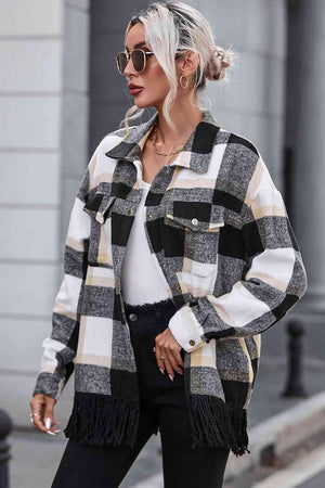 Awesome Autumn Plaid Snap Button Jacket - MXSTUDIO.COM