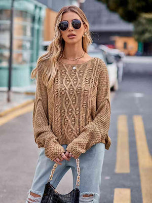 Awesome Comfort Long Sleeve Cable-Knit Sweater - MXSTUDIO.COM