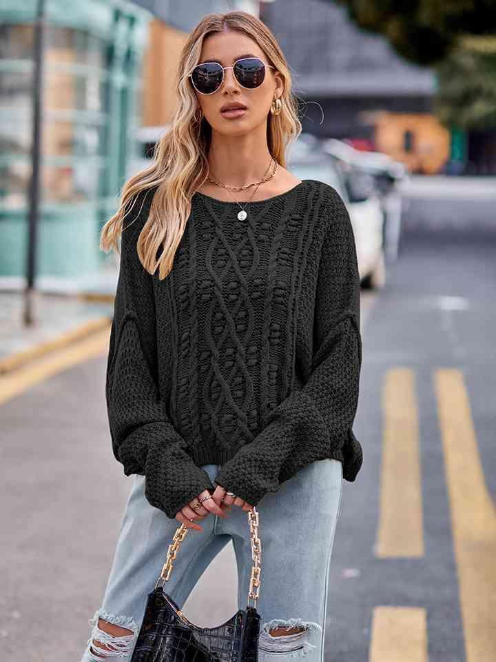 Awesome Comfort Long Sleeve Cable-Knit Sweater - MXSTUDIO.COM