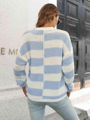 Awesome Fall Striped Two Tone Sweater - MXSTUDIO.COM