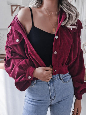 Balloon Cuff Cropped Corduroy Jacket - MXSTUDIO.COM