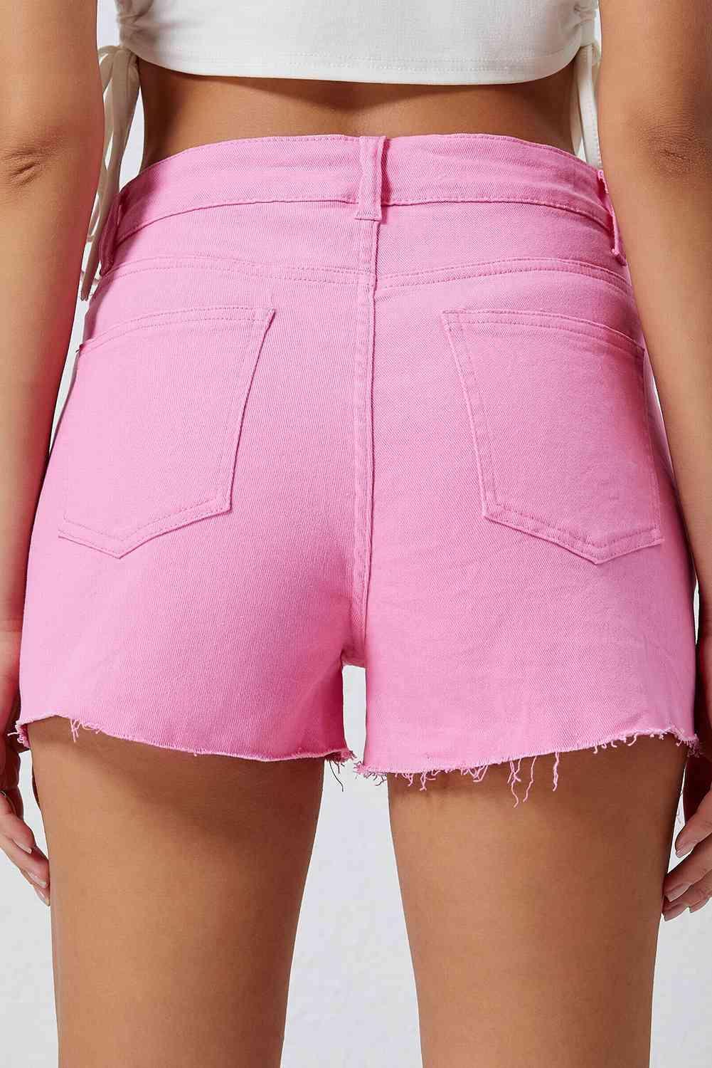 Barbie Girl Distressed Pink Denim Shorts - MXSTUDIO.COM