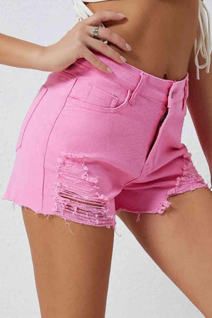 Barbie Girl Distressed Pink Denim Shorts - MXSTUDIO.COM