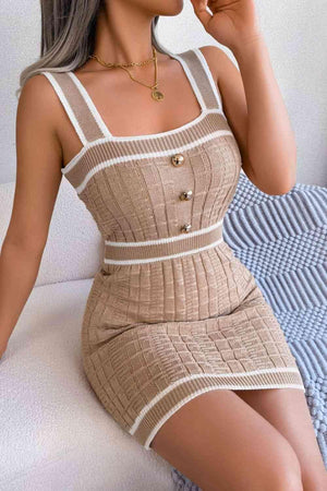 Barbie Girl Square Neck Sleeveless Knit Dress-MXSTUDIO.COM