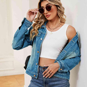Basic Style Washed Denim Jacket - MXSTUDIO.COM