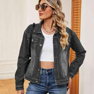 Basic Style Washed Denim Jacket - MXSTUDIO.COM