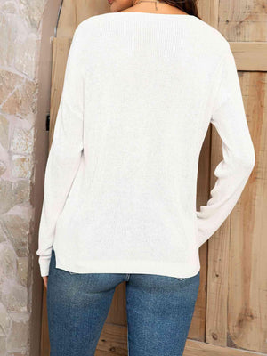 Basic Warmth V Neck Knit Sweater-MXSTUDIO.COM