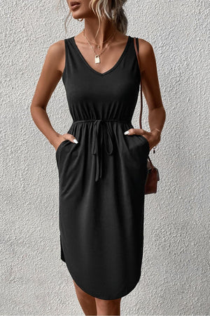 Be Bold Curved Hem Sleeveless Midi Dress - MXSTUDIO.COM