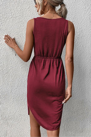 Be Bold Curved Hem Sleeveless Midi Dress - MXSTUDIO.COM