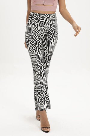 Be Bold High Waist Straight Leg Zebra Print Pants - MXSTUDIO.COM