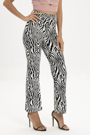 Be Bold High Waist Straight Leg Zebra Print Pants - MXSTUDIO.COM