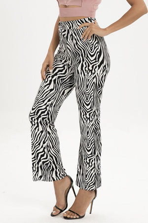 Be Bold High Waist Straight Leg Zebra Print Pants - MXSTUDIO.COM