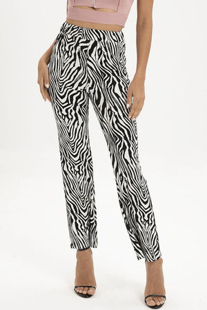 Be Bold High Waist Straight Leg Zebra Print Pants - MXSTUDIO.COM