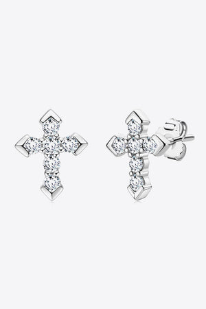 Be Remarkable Cross Moissanite Stud Earrings - MXSTUDIO.COM