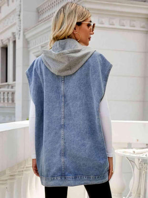 Be Unique Hooded Denim Sleeveless Top - MXSTUDIO.COM
