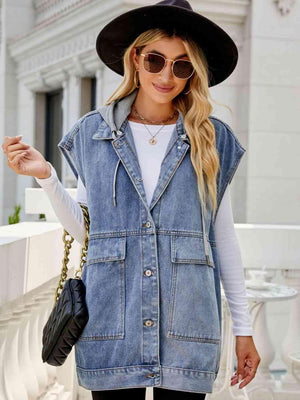 Be Unique Hooded Denim Sleeveless Top - MXSTUDIO.COM