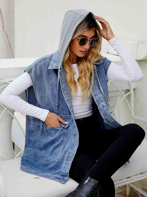 Be Unique Hooded Denim Sleeveless Top - MXSTUDIO.COM