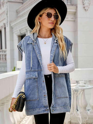 Be Unique Hooded Denim Sleeveless Top - MXSTUDIO.COM