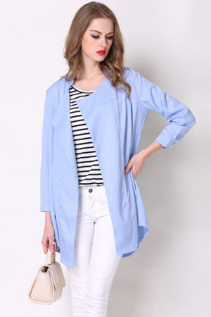 Beautiful Layer Three-Quarter Sleeve Longline Blazer - MXSTUDIO.COM