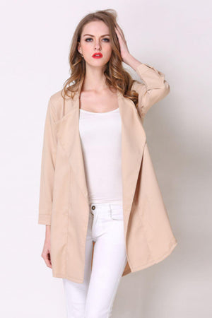 Beautiful Layer Three-Quarter Sleeve Longline Blazer - MXSTUDIO.COM
