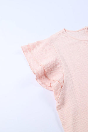 Best Me Ever Textured Pink Short Sleeve Blouse - MXSTUDIO.COM