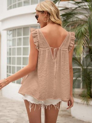 Best Summer Sleeveless Tie Back Blouse - MXSTUDIO.COM