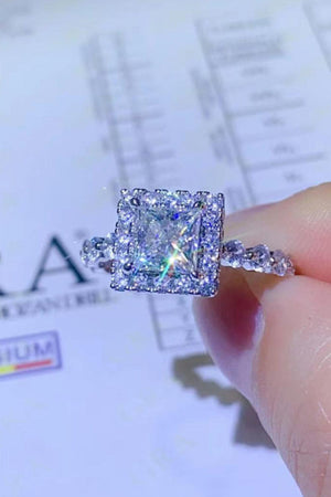Blazing Zircon Accent Square 1 Carat Moissanite Ring - MXSTUDIO.COM