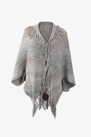 Bohemian Warmth Open Front Fringe Poncho - MXSTUDIO.COM