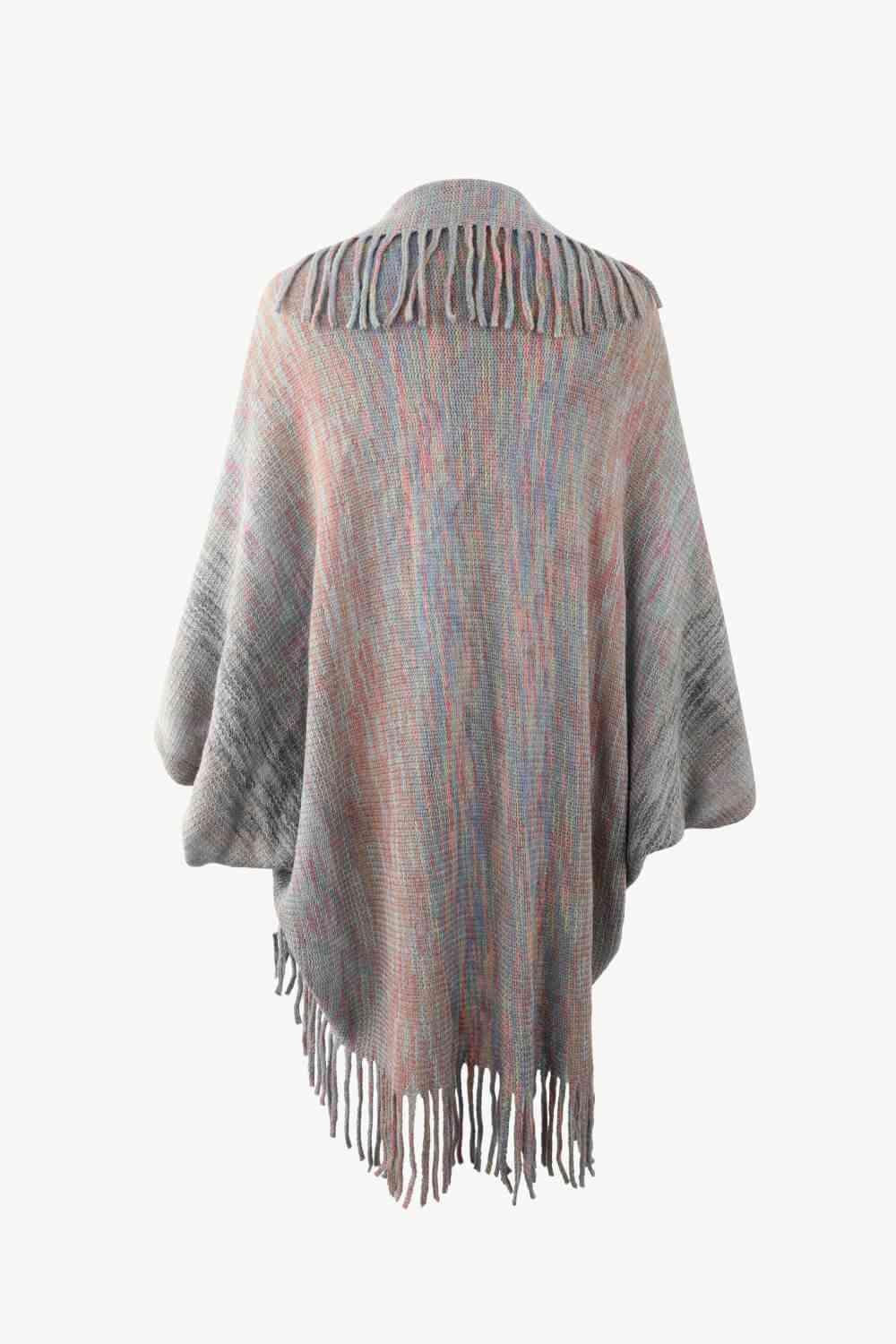 Bohemian Warmth Open Front Fringe Poncho - MXSTUDIO.COM