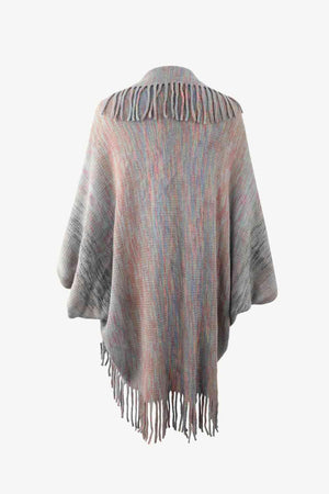Bohemian Warmth Open Front Fringe Poncho - MXSTUDIO.COM