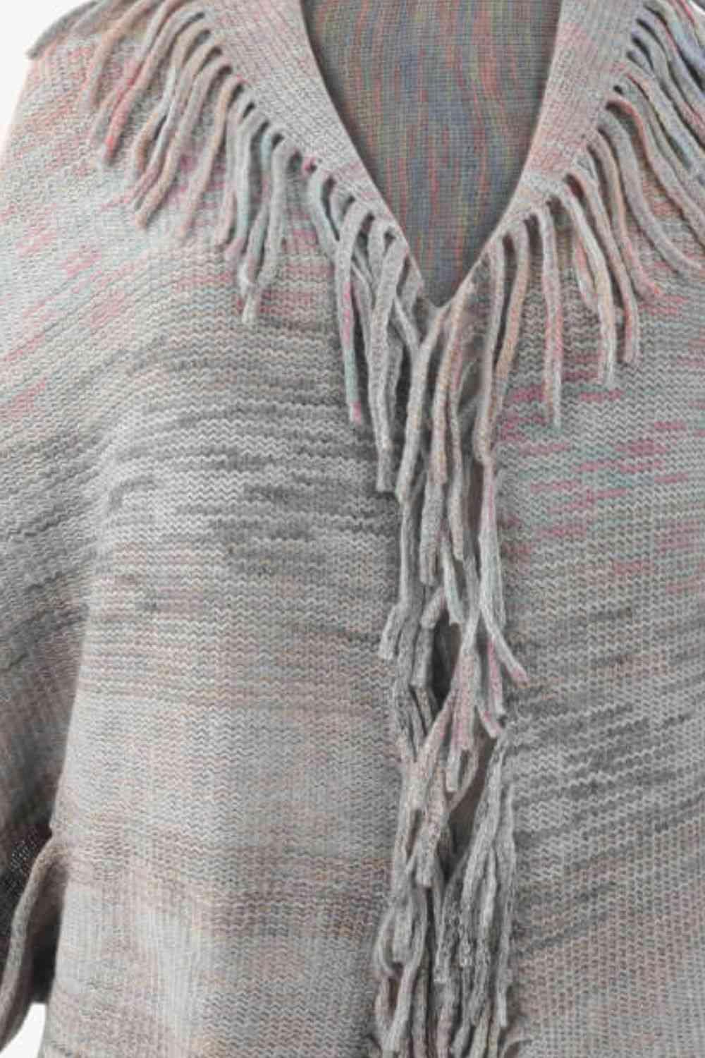 Bohemian Warmth Open Front Fringe Poncho - MXSTUDIO.COM