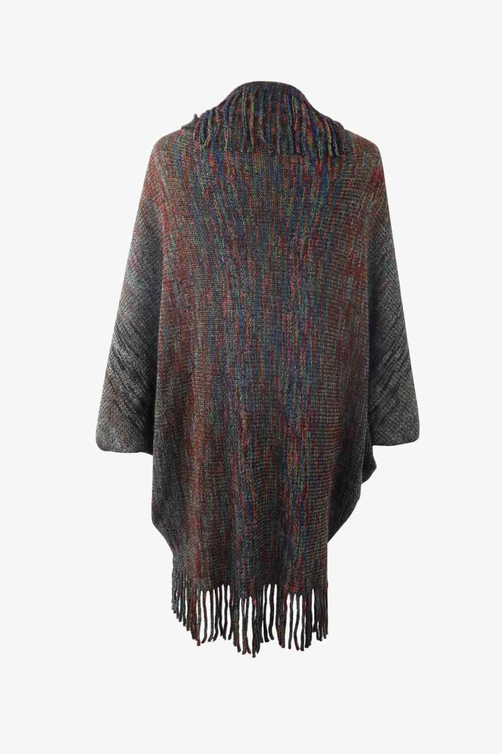 Bohemian Warmth Open Front Fringe Poncho - MXSTUDIO.COM