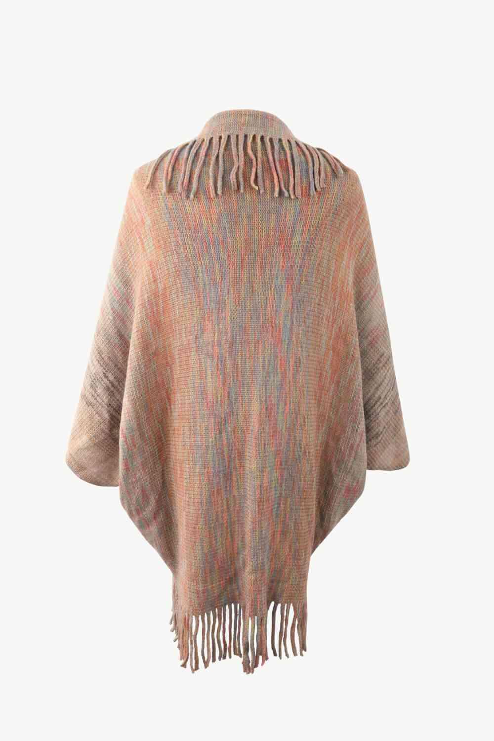 Bohemian Warmth Open Front Fringe Poncho - MXSTUDIO.COM