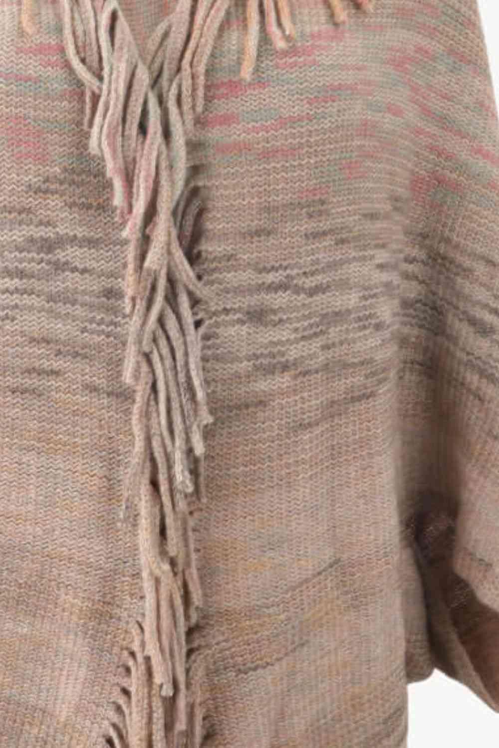 Bohemian Warmth Open Front Fringe Poncho - MXSTUDIO.COM
