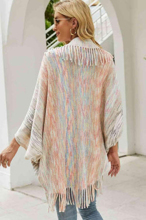 Bohemian Warmth Open Front Fringe Poncho - MXSTUDIO.COM