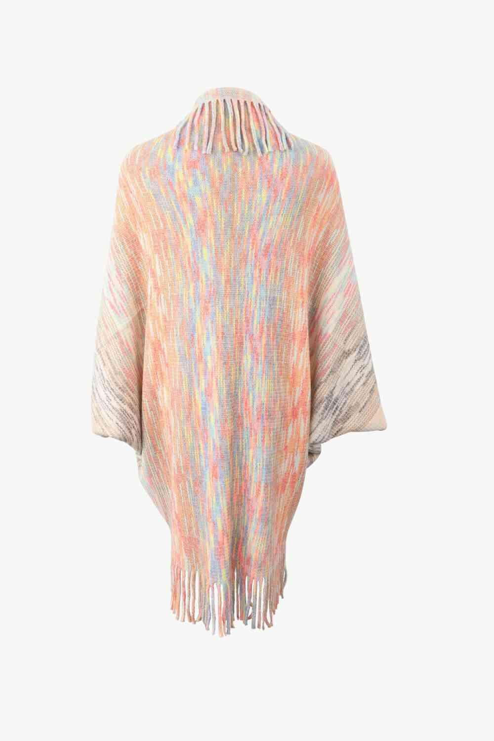 Bohemian Warmth Open Front Fringe Poncho - MXSTUDIO.COM