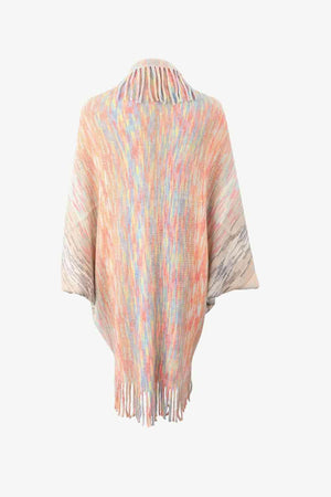 Bohemian Warmth Open Front Fringe Poncho - MXSTUDIO.COM