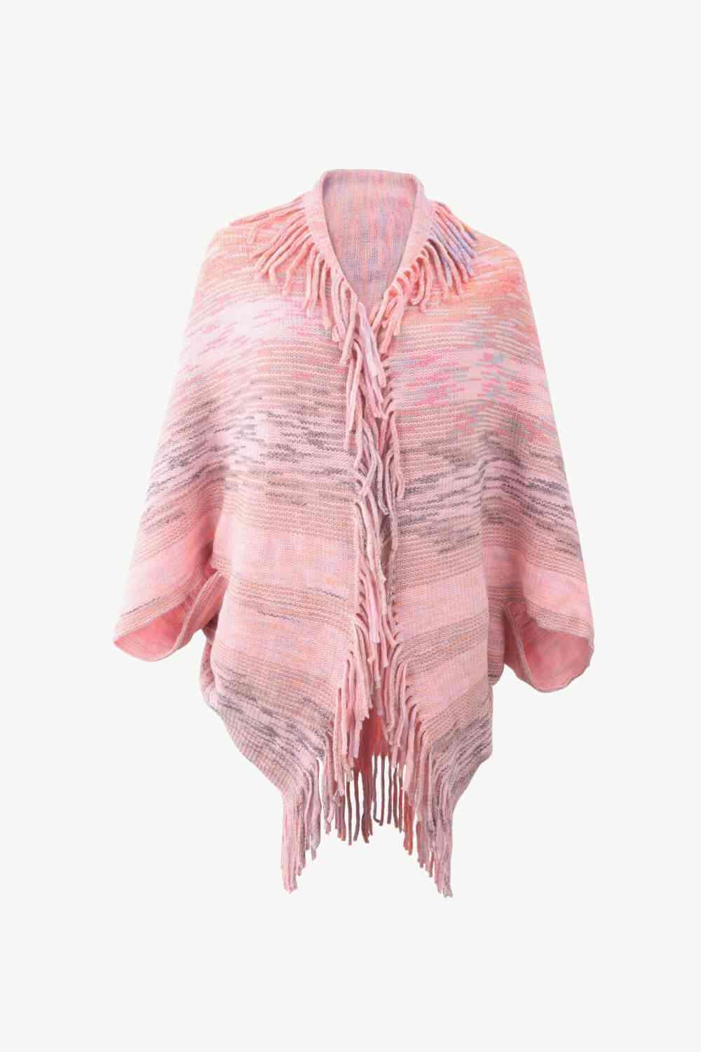 Bohemian Warmth Open Front Fringe Poncho - MXSTUDIO.COM